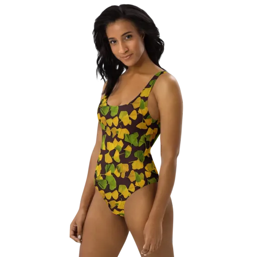 Midnight Ginkgo on a One-Piece Swimsuit