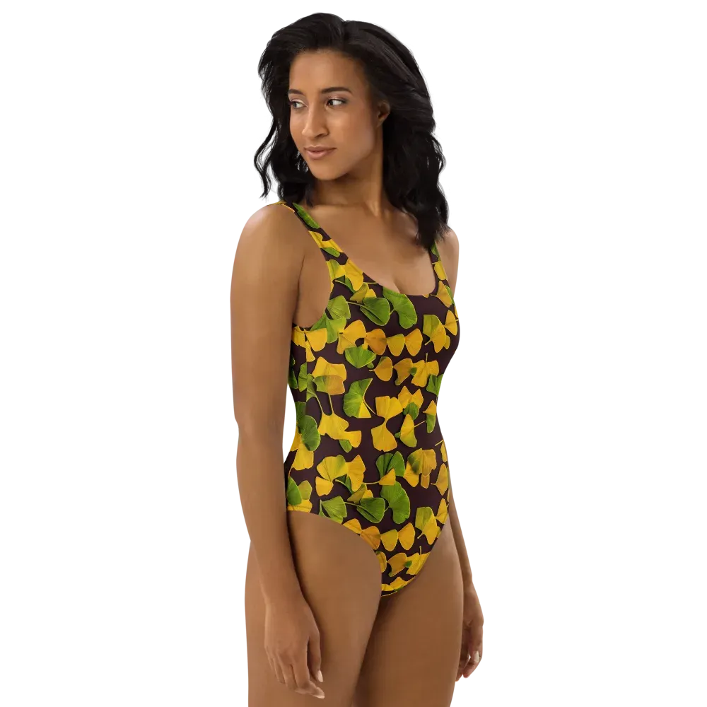 Midnight Ginkgo on One-Piece Swimsuit — Right