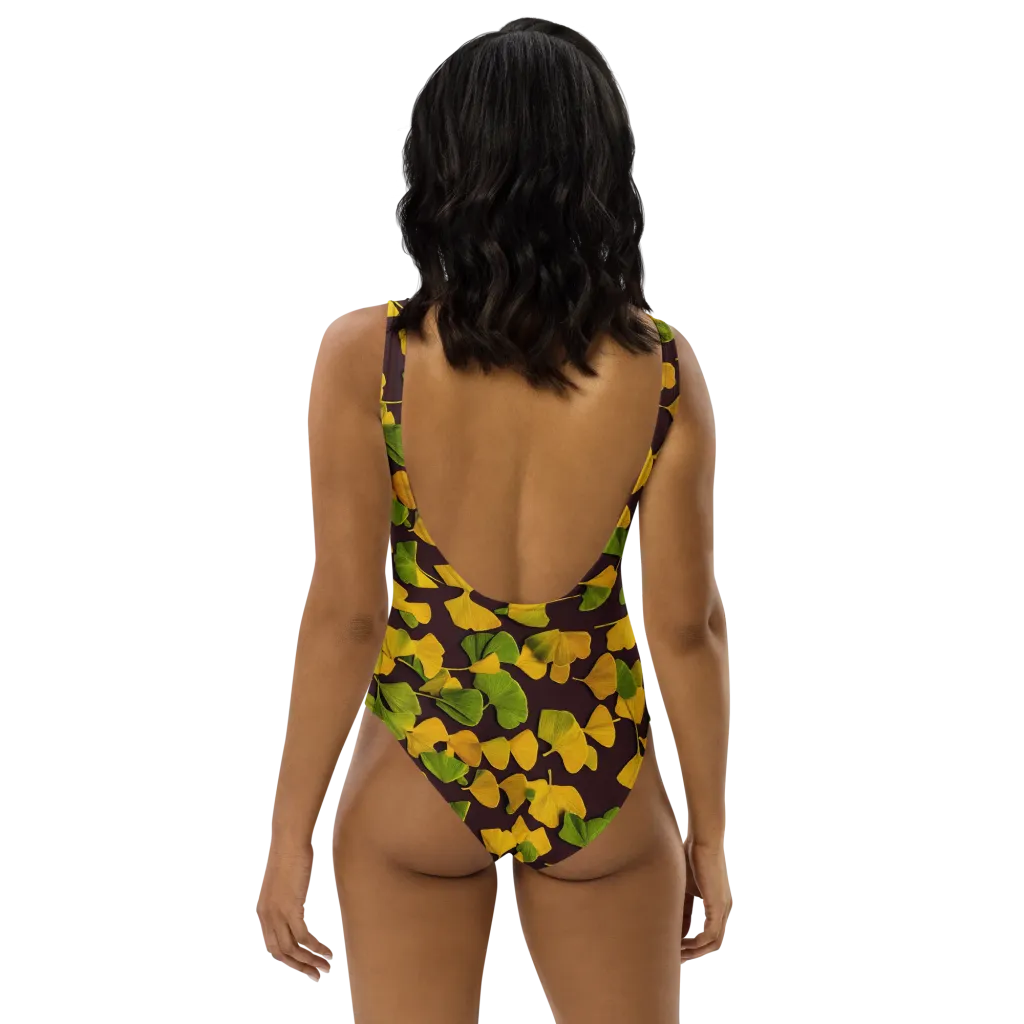 Midnight Ginkgo on One-Piece Swimsuit — Back