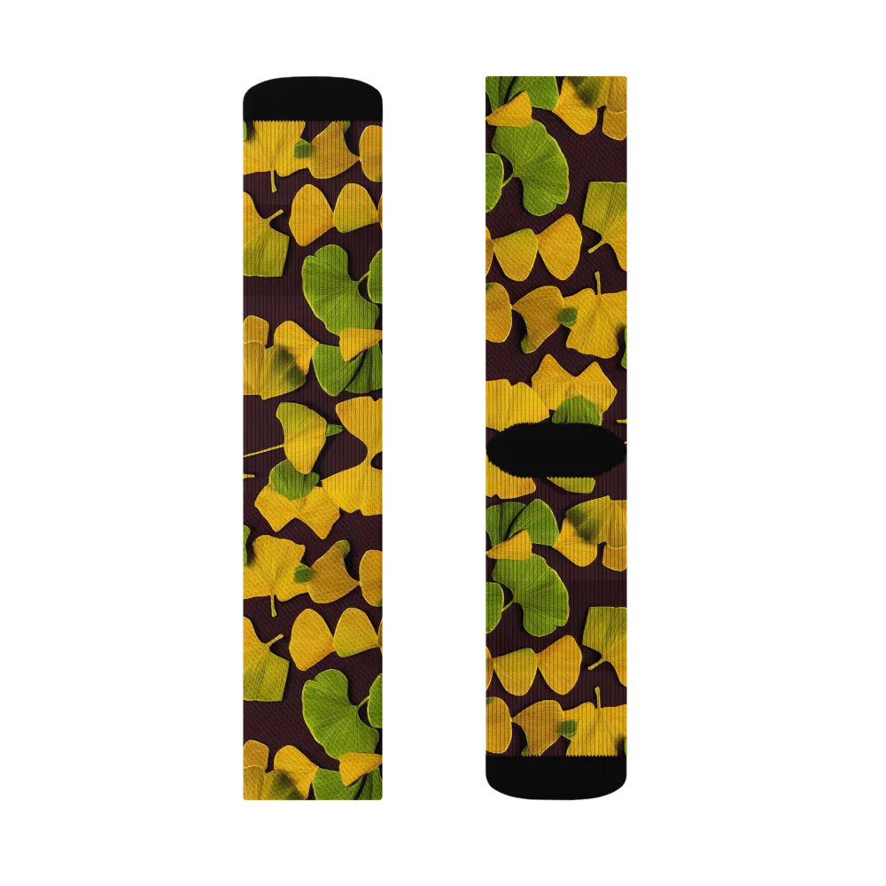 Midnight Ginkgo on Socks — Left Sock
