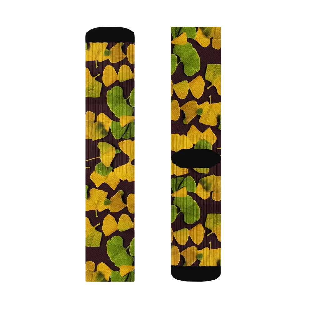 Midnight Ginkgo on Socks — Right Sock