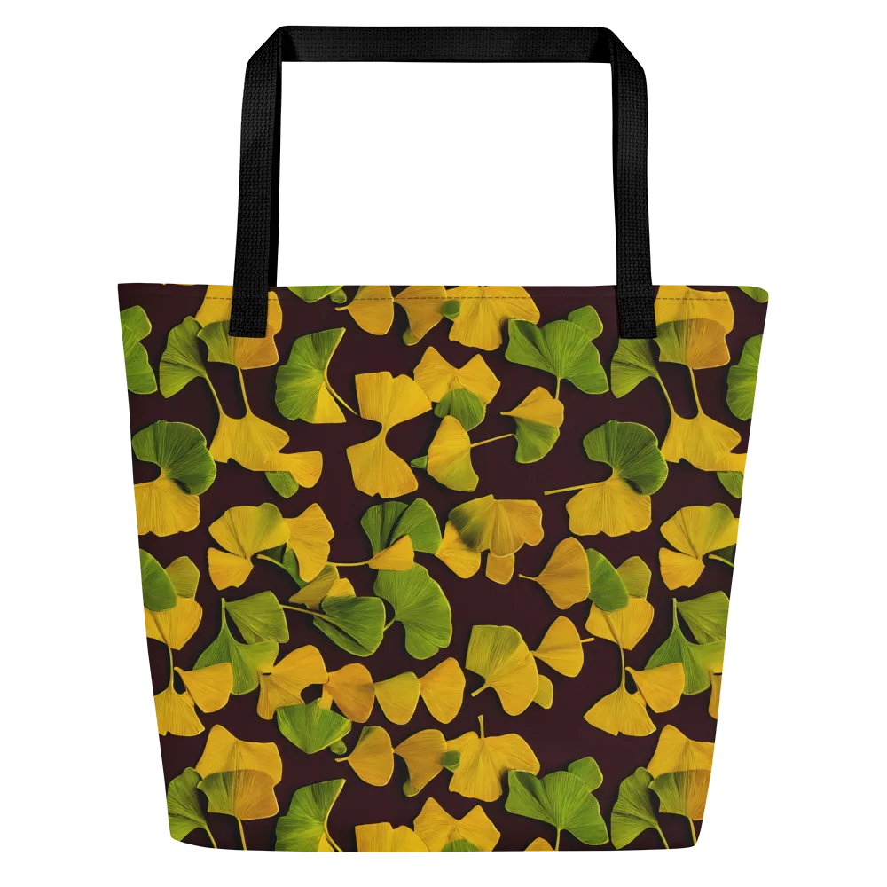 Midnight Ginkgo on Large Tote Bag W/ Pocket — Front
