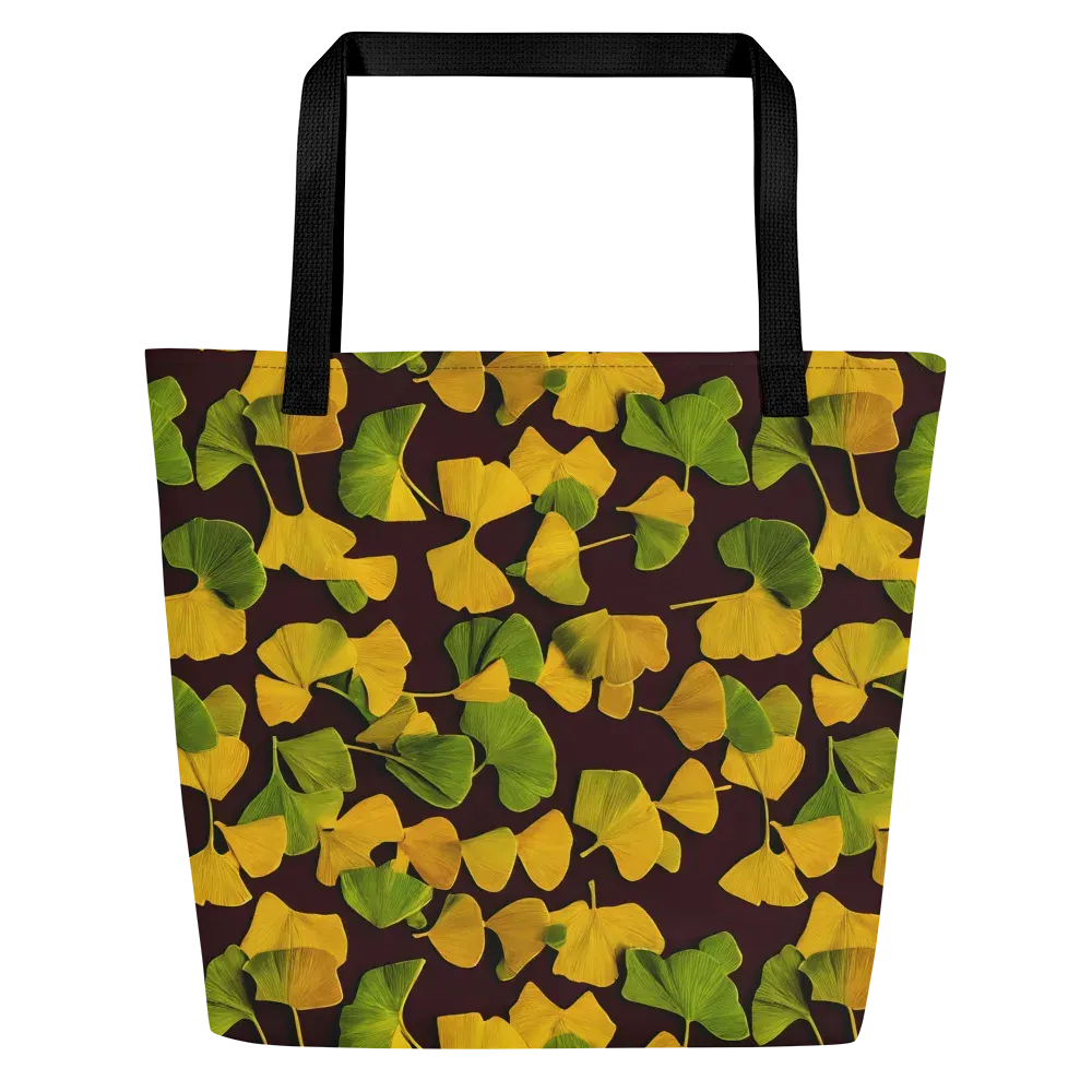 Midnight Ginkgo on Large Tote Bag W/ Pocket — Front