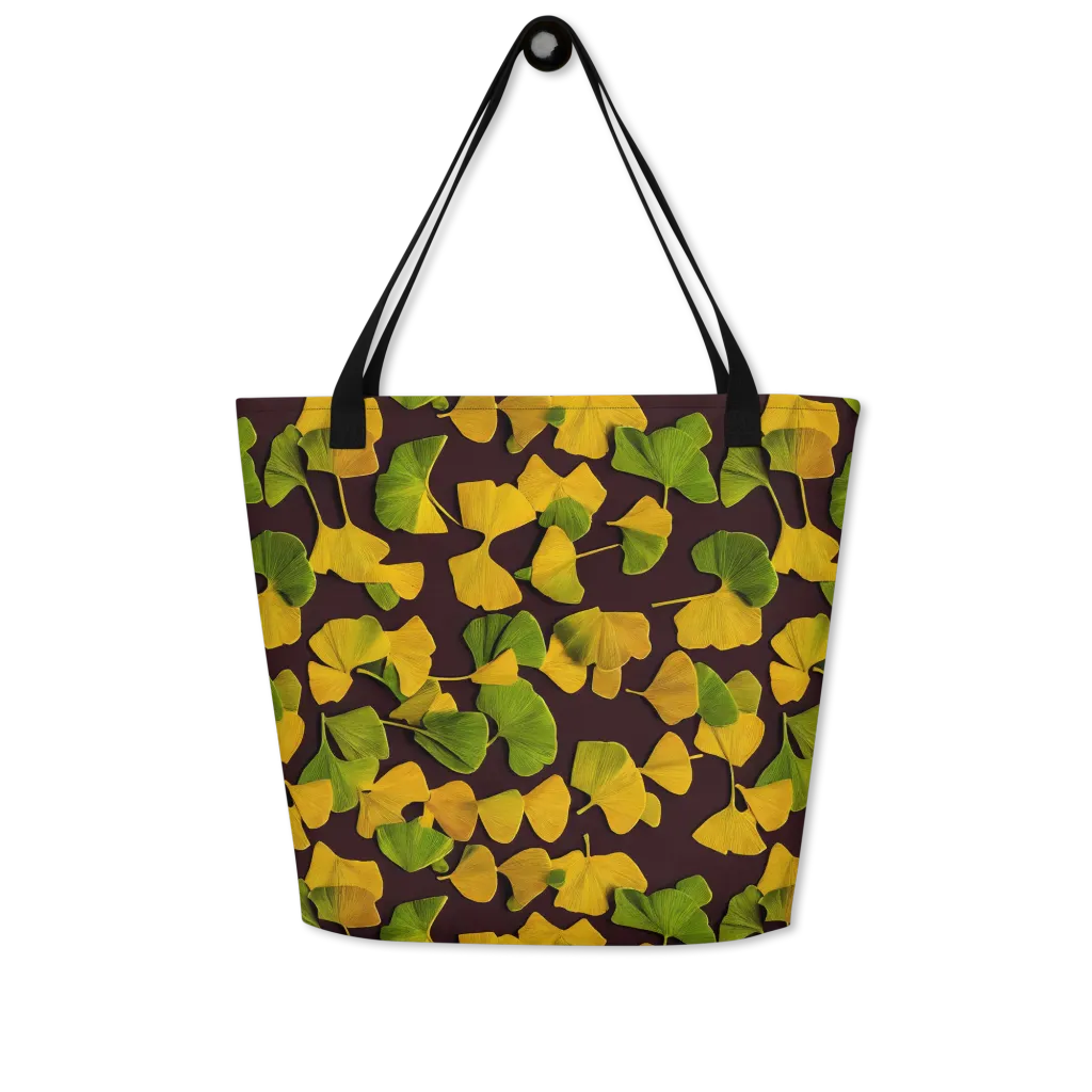 Midnight Ginkgo on Large Tote Bag W/ Pocket — Front