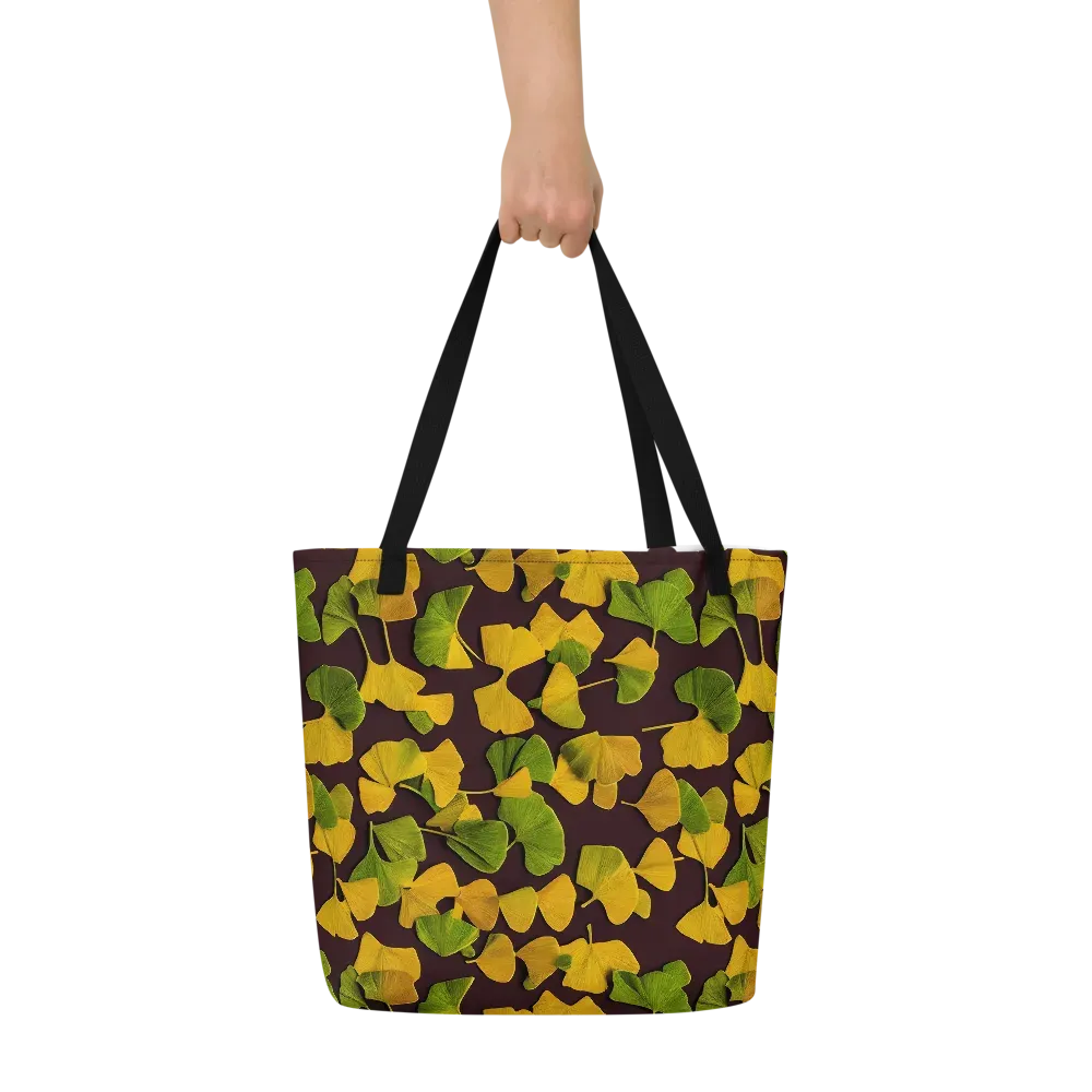 Midnight Ginkgo on Large Tote Bag W/ Pocket — Front