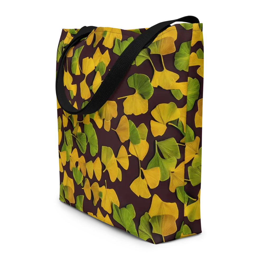 Midnight Ginkgo on Large Tote Bag W/ Pocket — Front