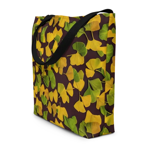 Midnight Ginkgo on a Large Tote Bag W/ Pocket