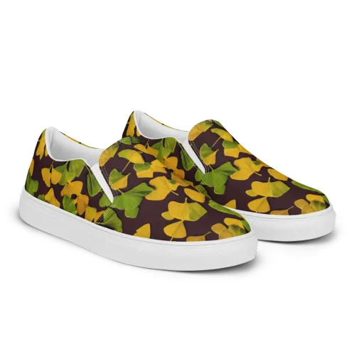 Midnight Ginkgo on a Women's Slip-On Canvas Shoes