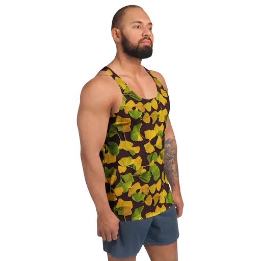 Midnight Ginkgo on a Men's Tank Top
