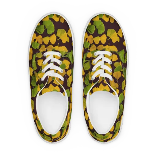 Midnight Ginkgo on a Men's Lace-Up Canvas Shoes