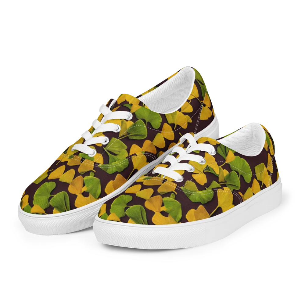 Midnight Ginkgo on Men's Lace-Up Canvas Shoes — Left Front