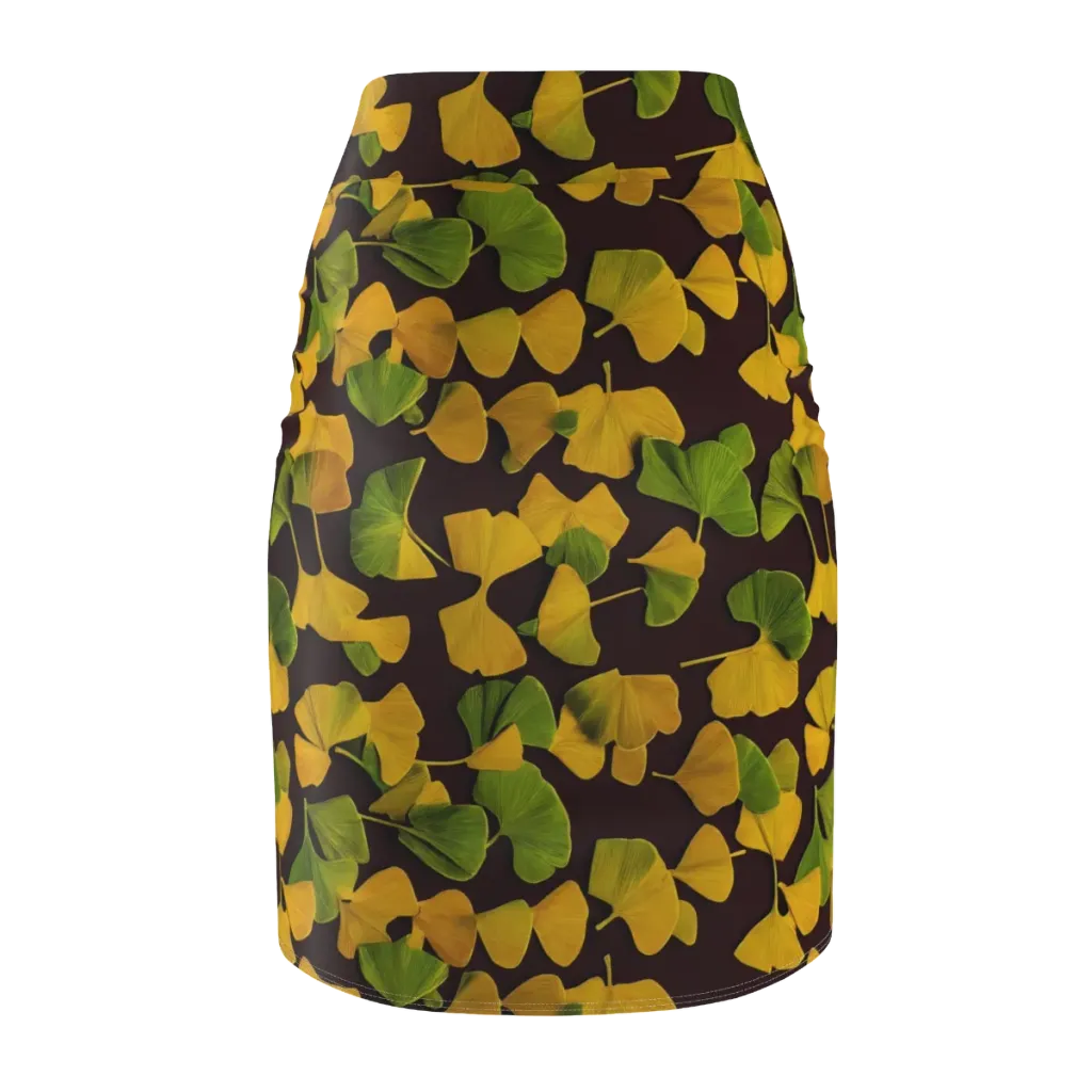 Midnight Ginkgo on Pencil Skirt — Back