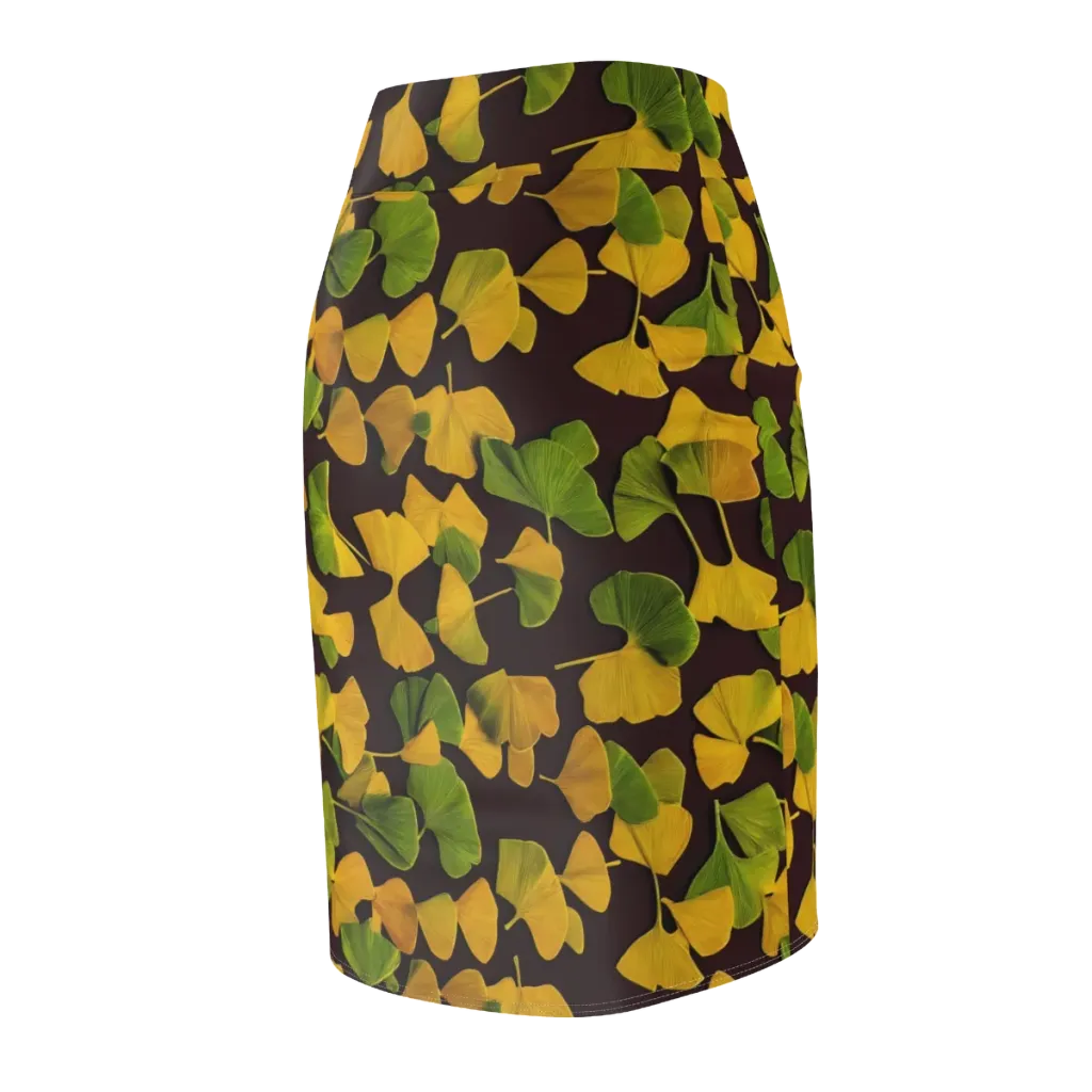 Midnight Ginkgo on Pencil Skirt — Back Side