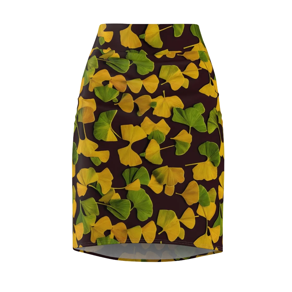Midnight Ginkgo on Pencil Skirt — Front