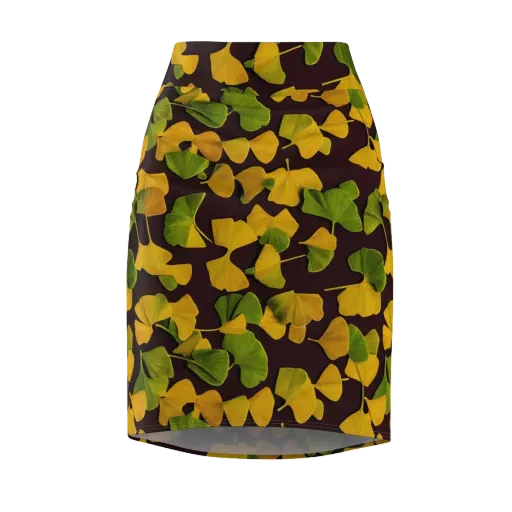 Midnight Ginkgo on a Pencil Skirt
