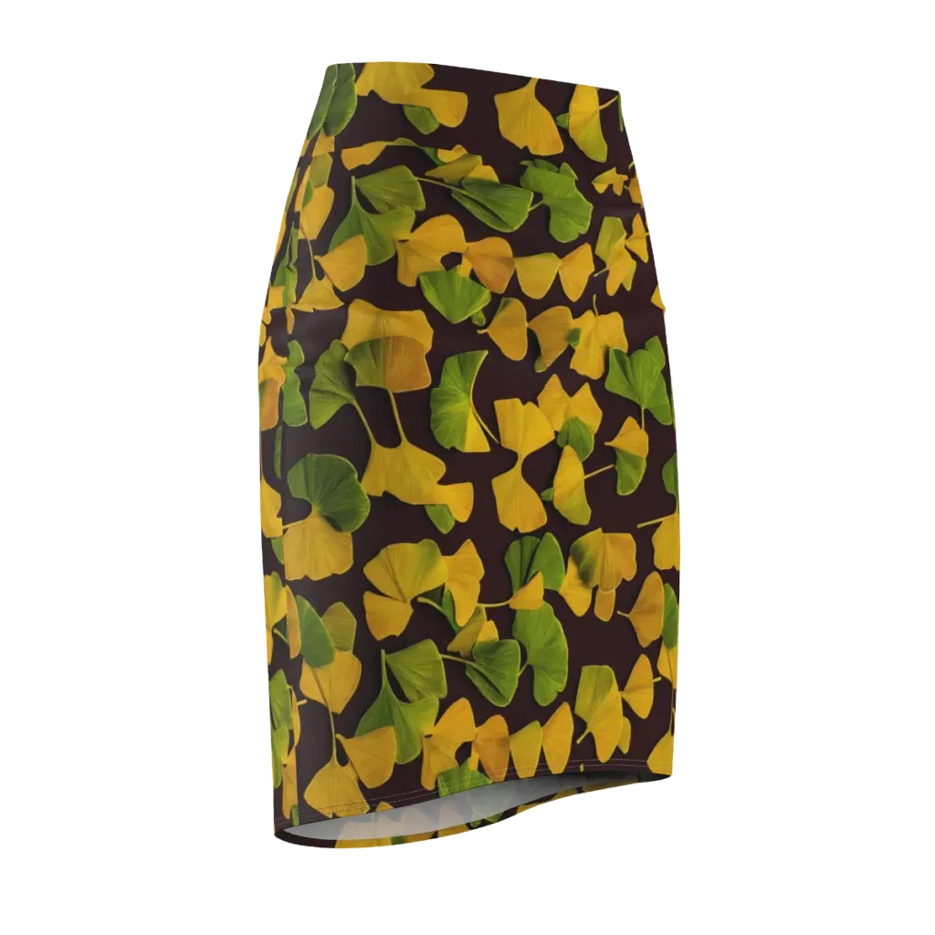 Midnight Ginkgo on Pencil Skirt — Front Side