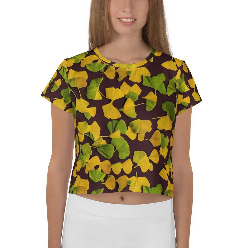 Midnight Ginkgo on Crop Tee — Front