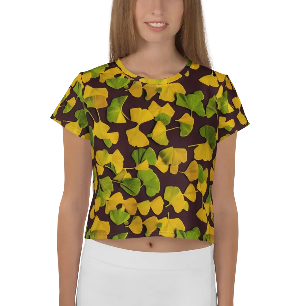 Midnight Ginkgo on Crop Tee — Front
