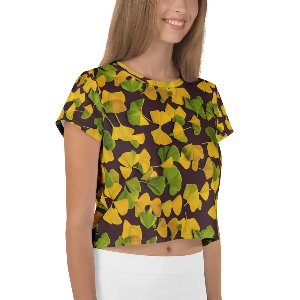 Midnight Ginkgo on Crop Tee — Right