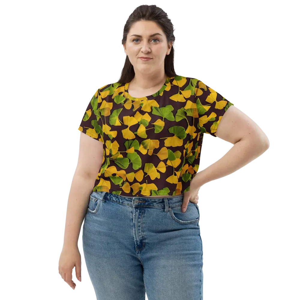 Midnight Ginkgo on Crop Tee — Front