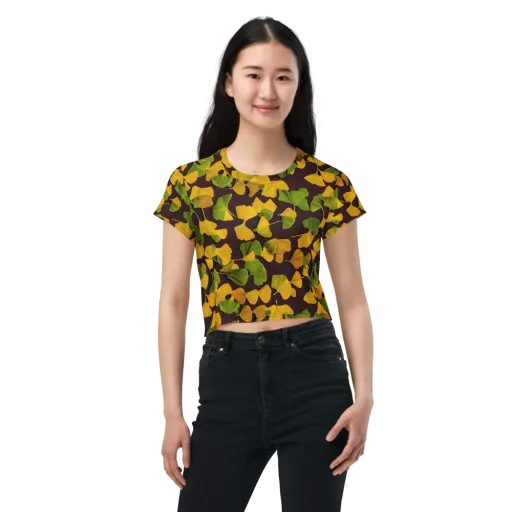 Midnight Ginkgo on a Crop Tee
