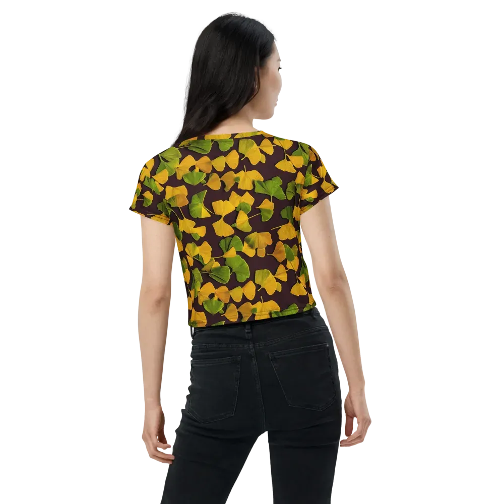 Midnight Ginkgo on Crop Tee — Back