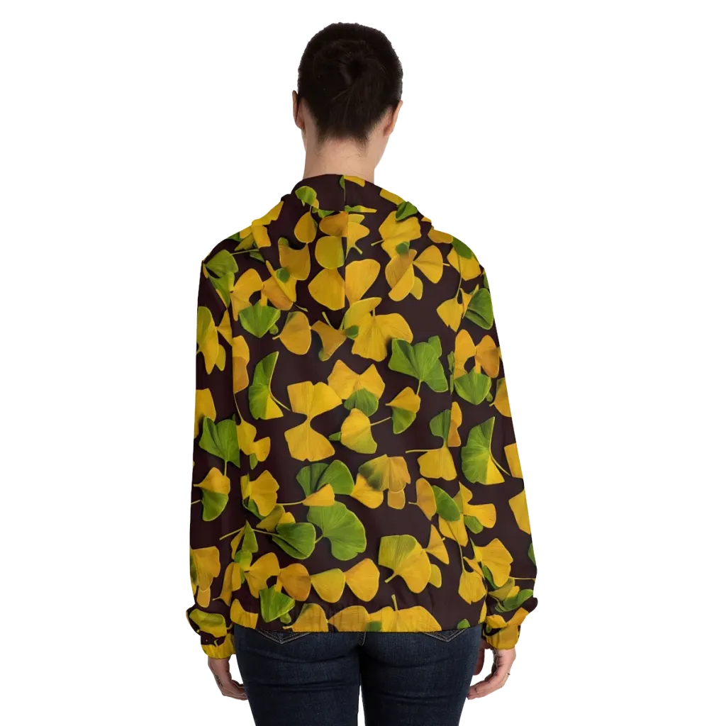 Midnight Ginkgo on Women's Full-Zip Hoodie — Back On Person