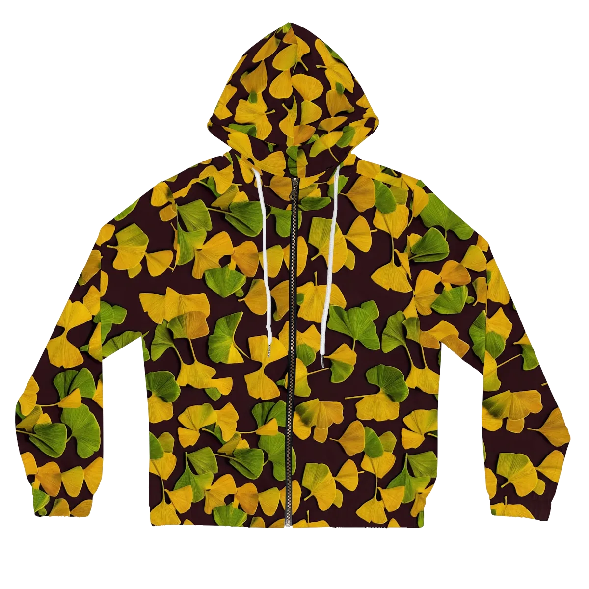 Midnight Ginkgo on Women's Full-Zip Hoodie — Front