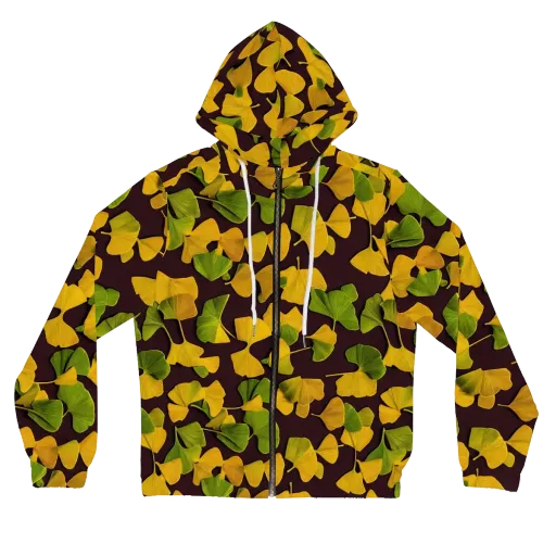Midnight Ginkgo on a Women's Full-Zip Hoodie