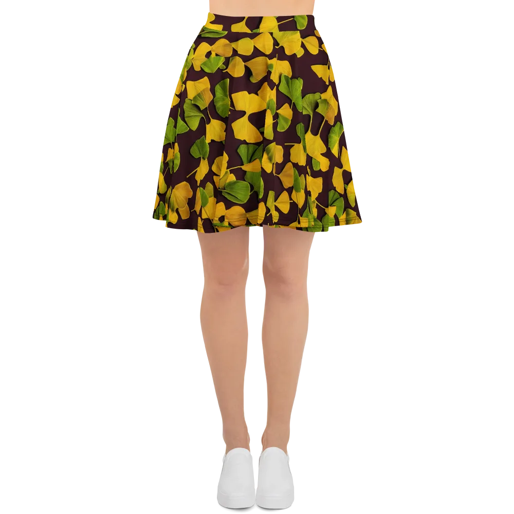 Midnight Ginkgo on Skater Skirt — Front