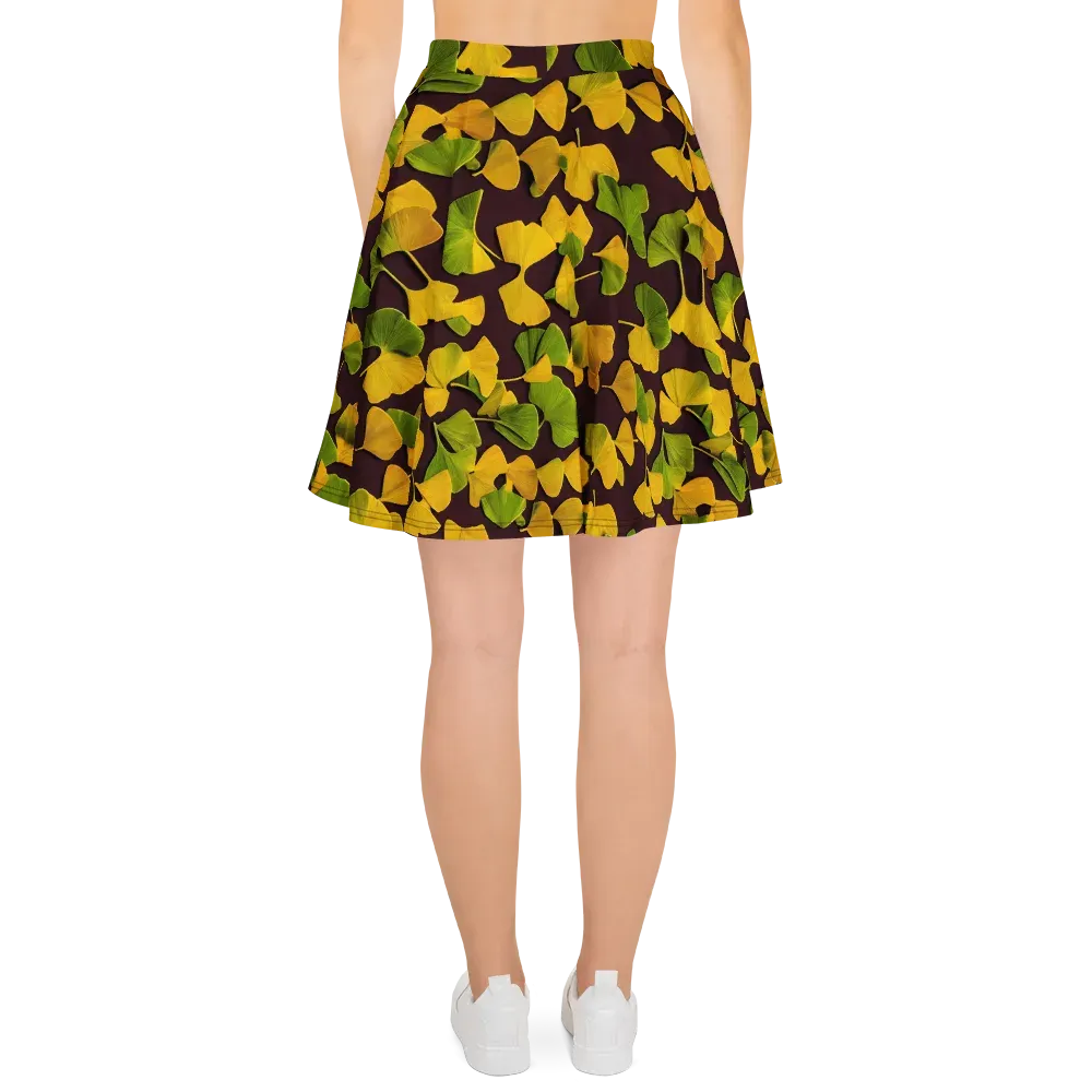 Midnight Ginkgo on Skater Skirt — Back