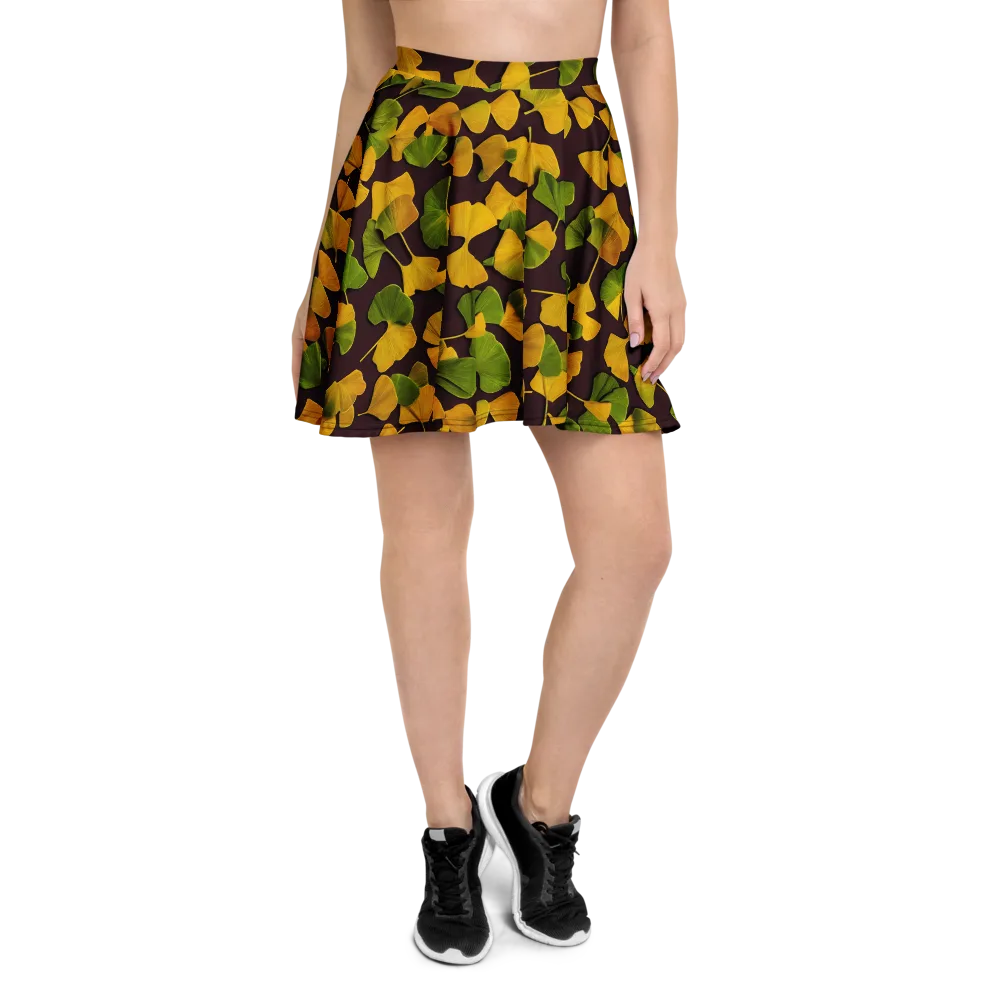 Midnight Ginkgo on Skater Skirt — Front