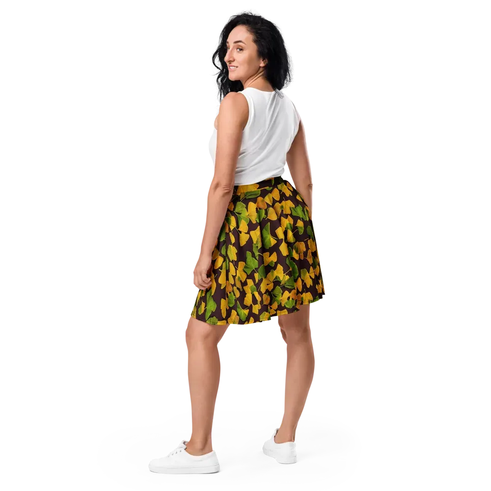 Midnight Ginkgo on Skater Skirt — Back