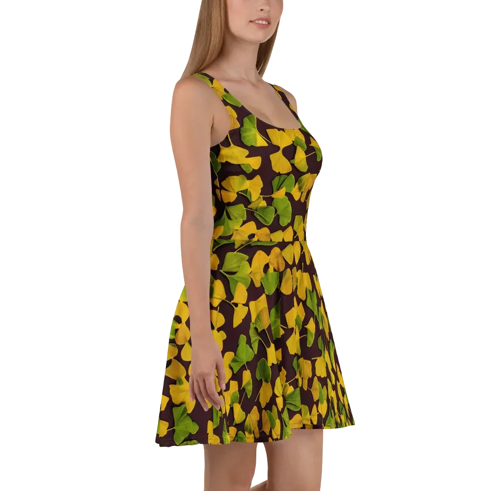 Midnight Ginkgo on Skater Dress — Right