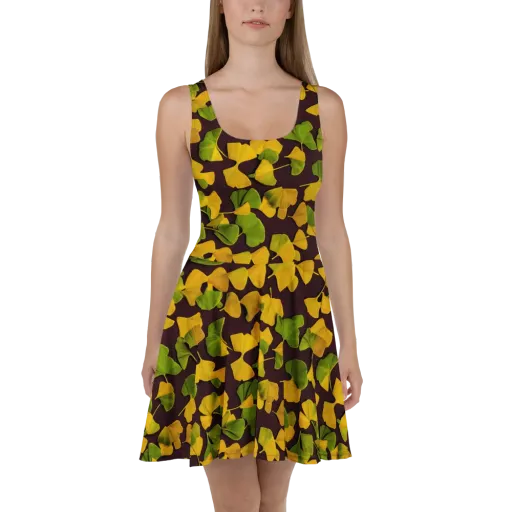 Midnight Ginkgo on a Skater Dress