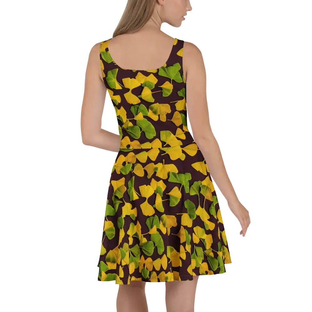 Midnight Ginkgo on Skater Dress — Back