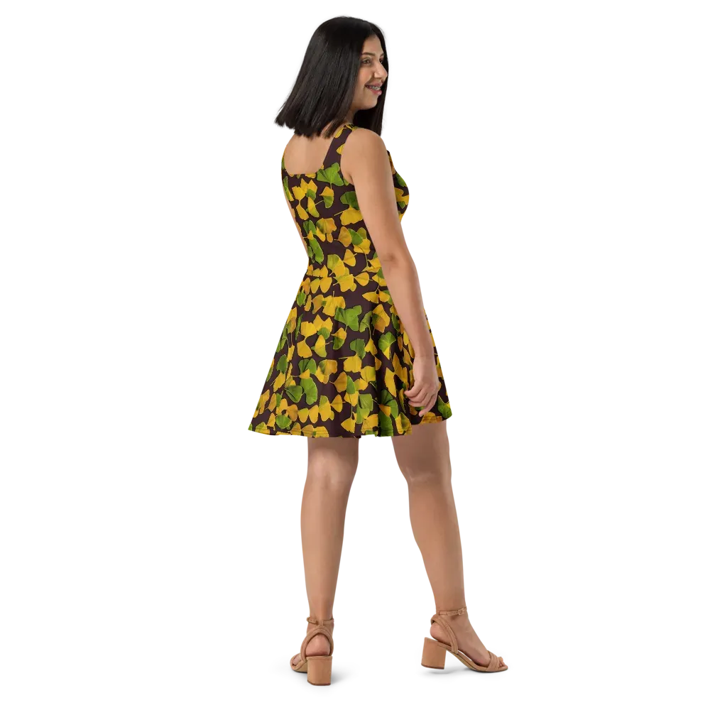 Midnight Ginkgo on Skater Dress — Right
