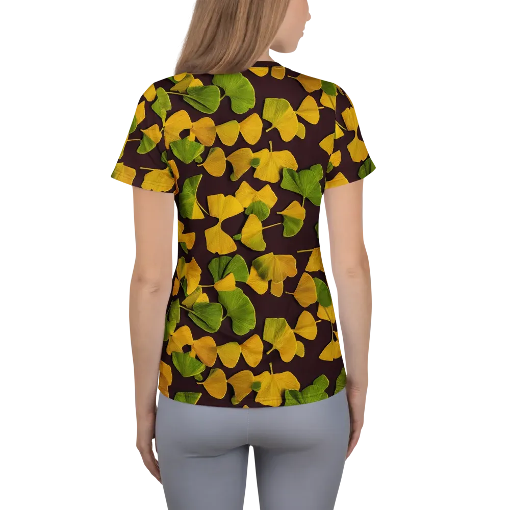 Midnight Ginkgo on Women's Athletic T-Shirt — Back