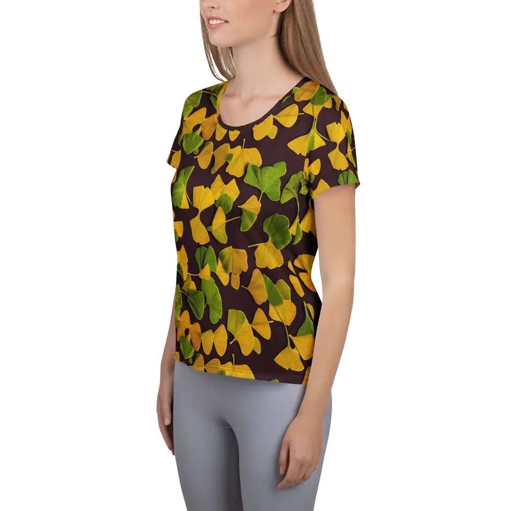Midnight Ginkgo on Women's Athletic T-Shirt — Left