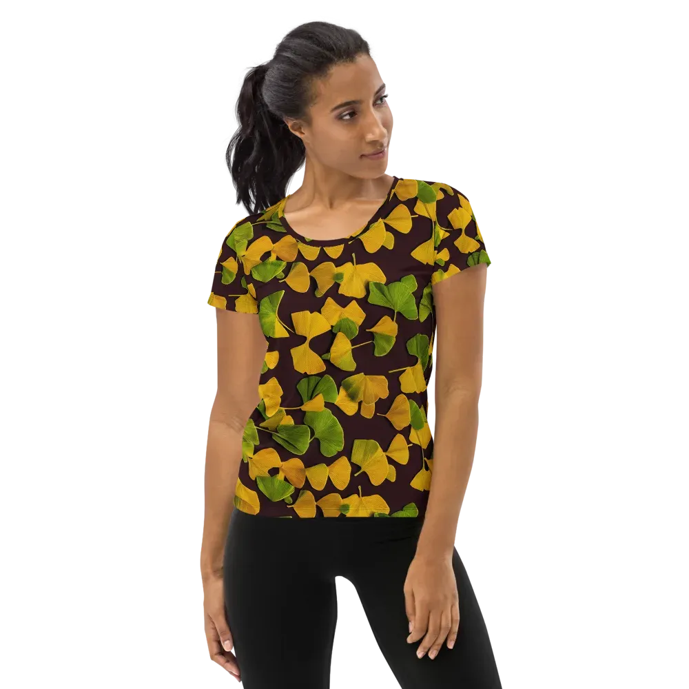 Midnight Ginkgo on Women's Athletic T-Shirt — Front