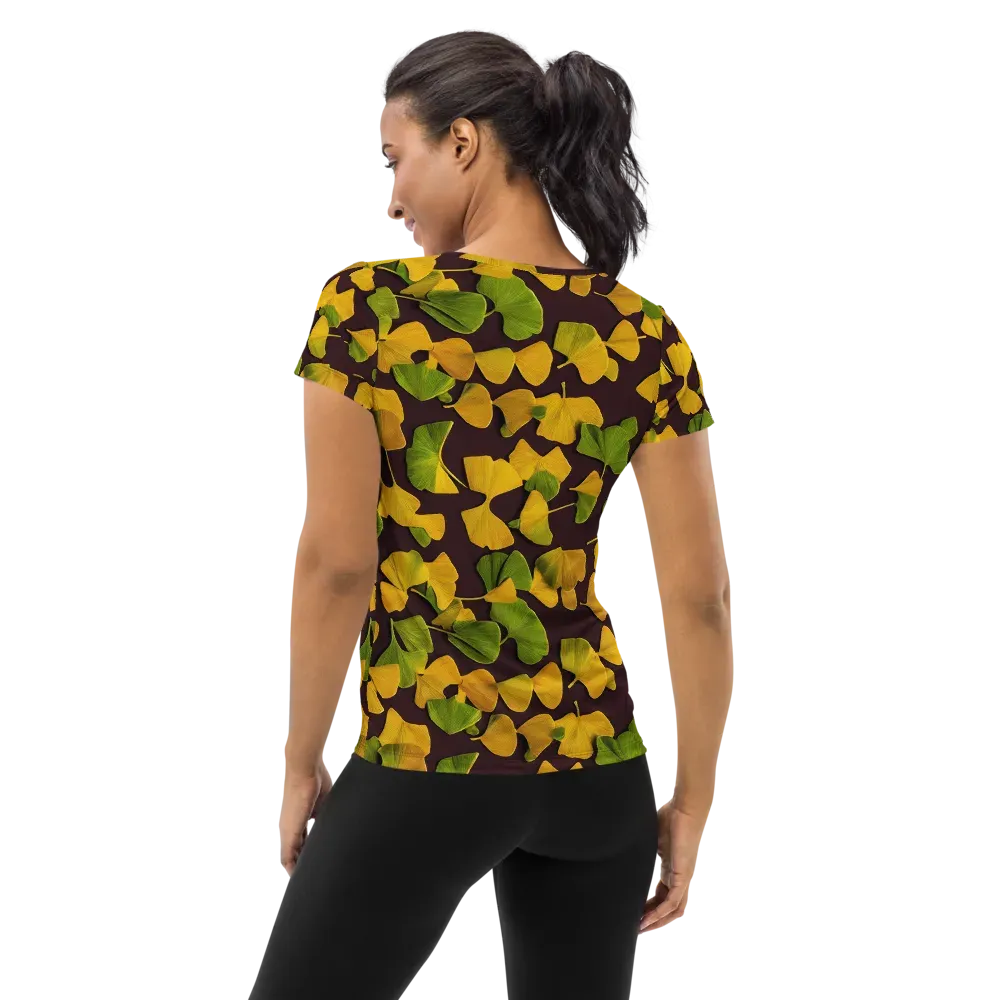 Midnight Ginkgo on Women's Athletic T-Shirt — Back
