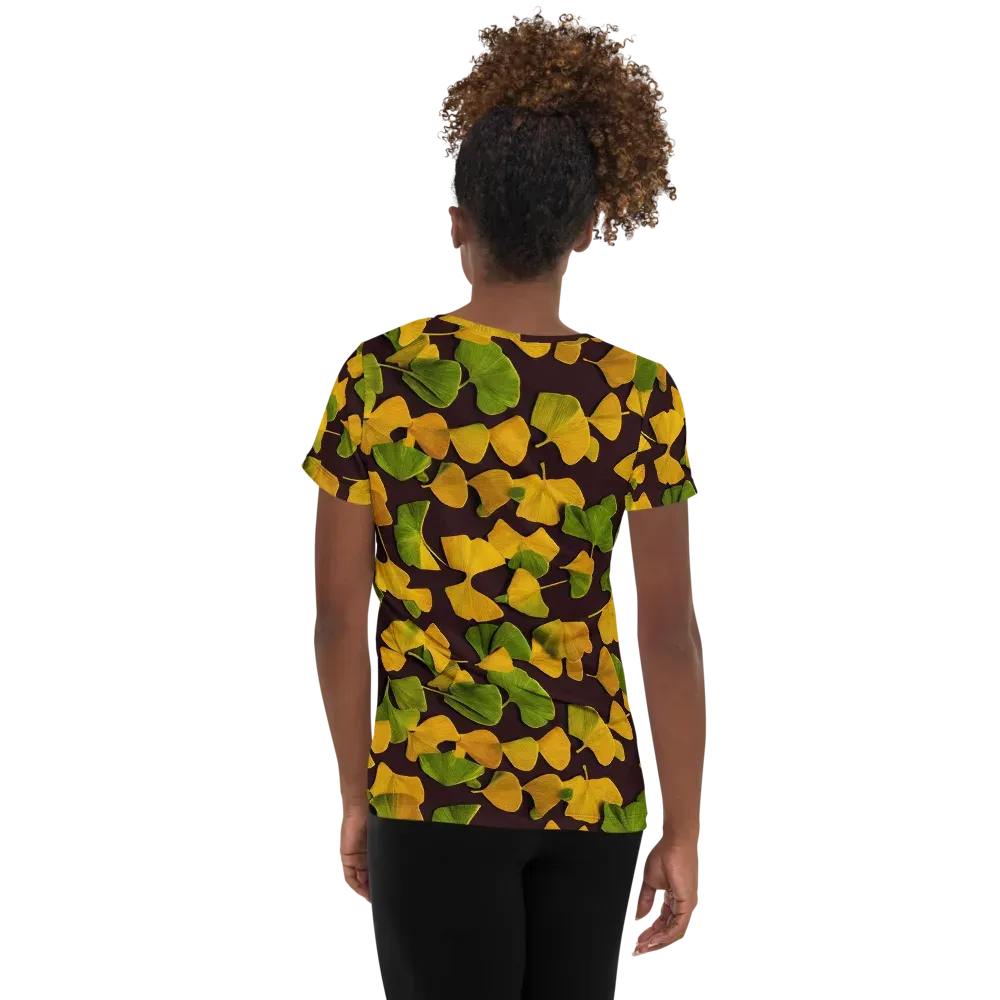 Midnight Ginkgo on Women's Athletic T-Shirt — Back