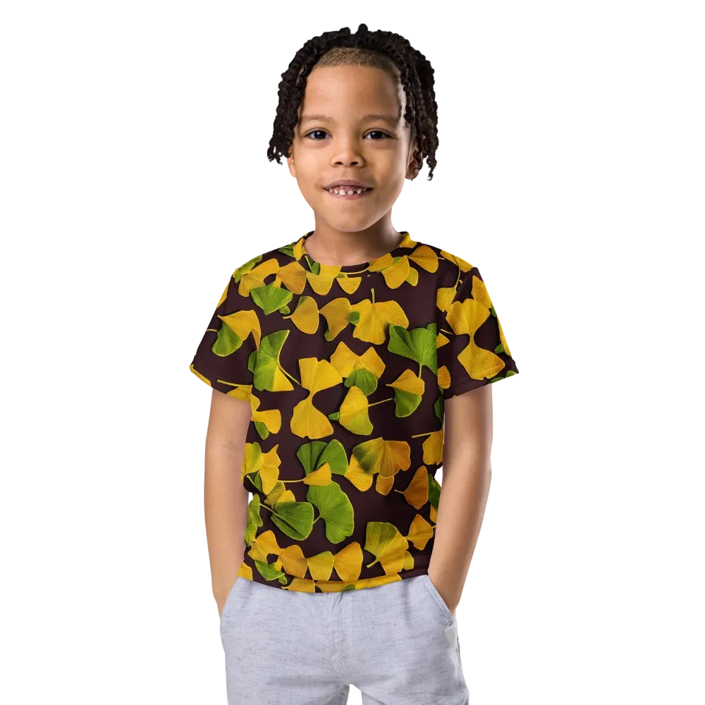 Midnight Ginkgo on Kids Crew Neck T-Shirt — Front