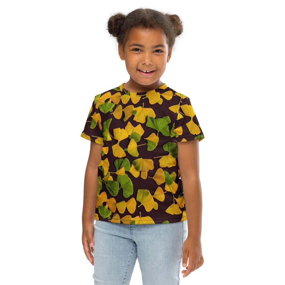 Midnight Ginkgo on Kids Crew Neck T-Shirt — Front