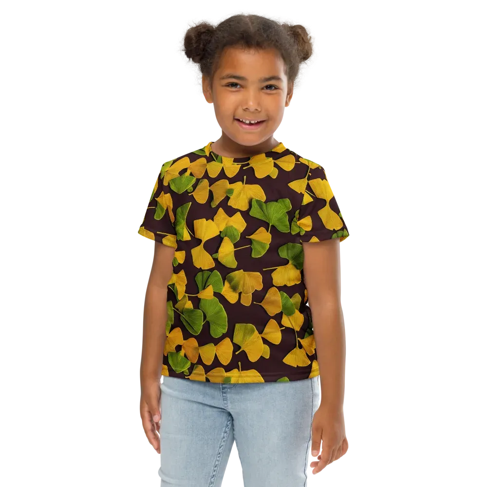 Midnight Ginkgo on Kids Crew Neck T-Shirt — Front