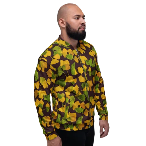 Midnight Ginkgo on a Bomber Jacket