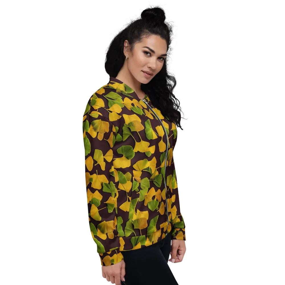 Midnight Ginkgo on Bomber Jacket — Right