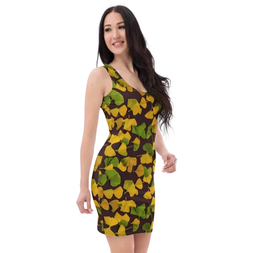 Midnight Ginkgo on a Bodycon Dress
