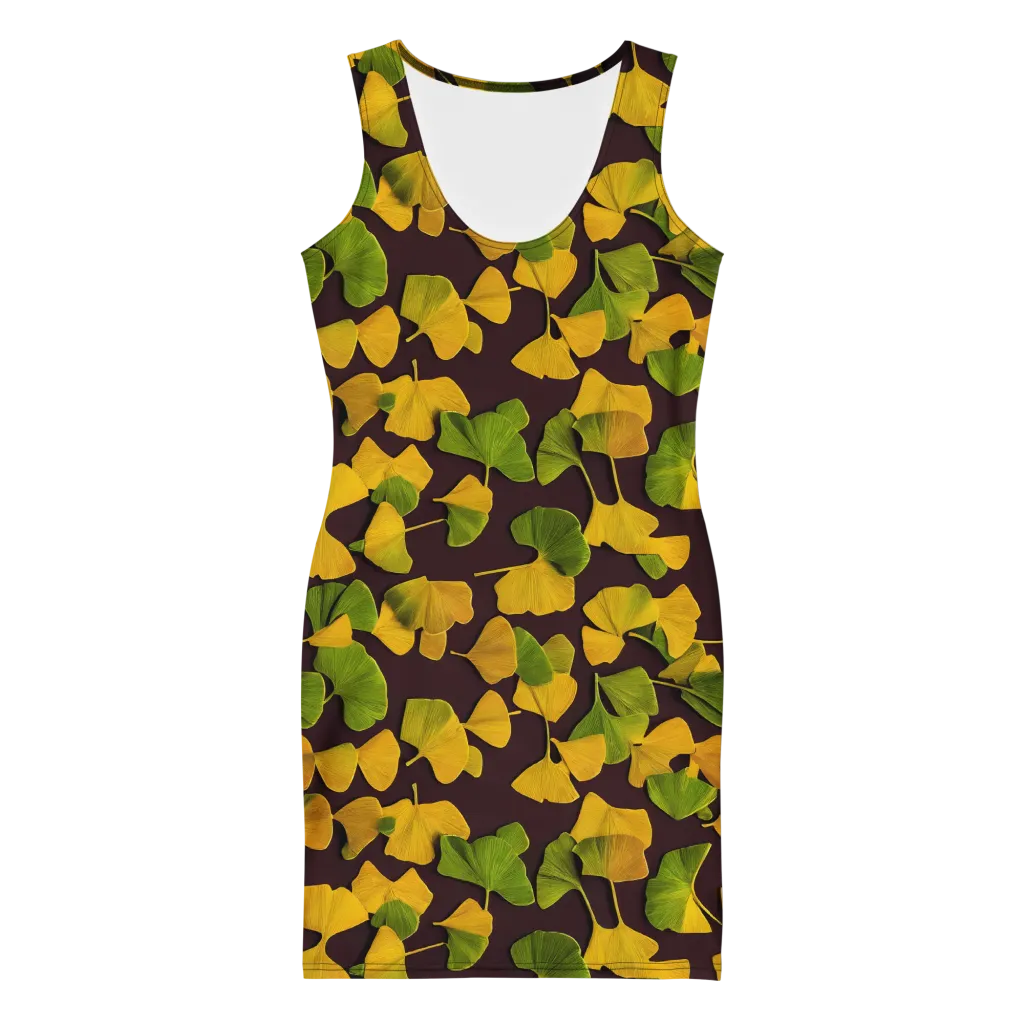 Midnight Ginkgo on Bodycon Dress — Front