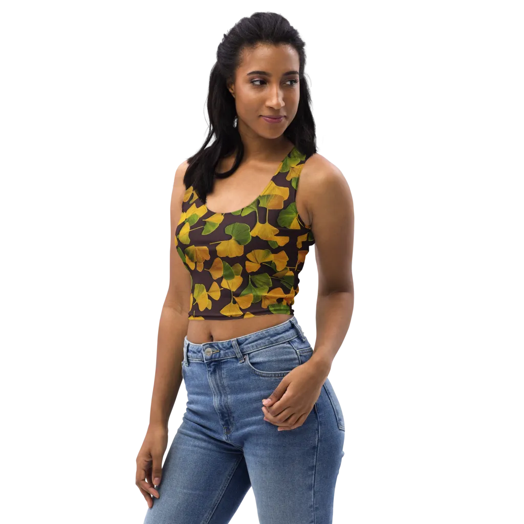 Midnight Ginkgo on Crop Top — Left Front